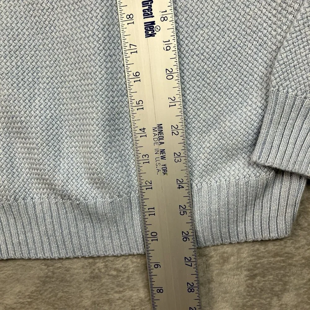 J Crew Sweater Mens S Light Blue Crewneck Premium Basket-stitch Cotton Coastal